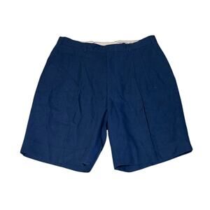 Vintage Smith's Of Bermuda Men's Pleated Irish Linen Shorts Blue Size 36 Casual